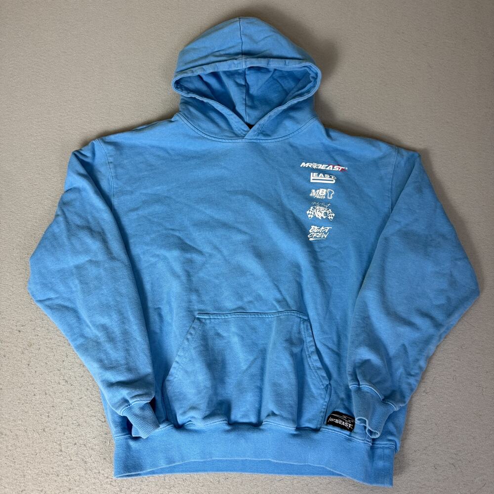 MrBeast Racing Team Beast Crew Blue Cotton Pullover Hoodie Men’s Large
